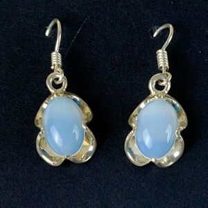 Sterling Silver Moonstone Drop Dangle Earrings with Fish hooks
